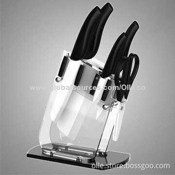 Noble Ceramic Kitchen Knife Set with Ceramic Scissors and Acrylic Block
